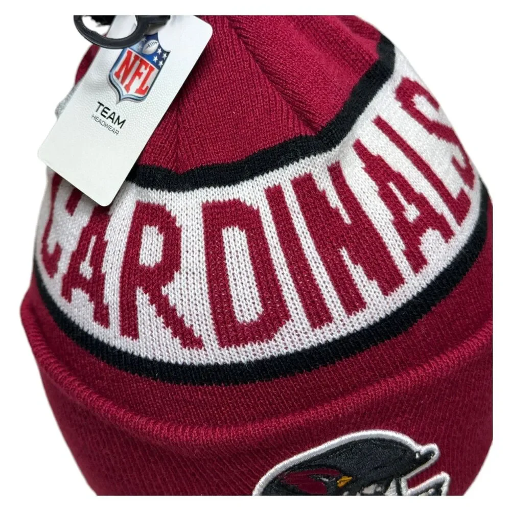 Arizona Cardinals NFL Mens Logo Repeat Cuffed Knit Pom Beanie Hat Red Black OSFM